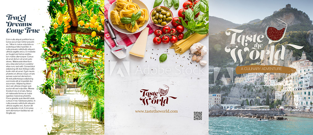 Spread of pages 1-3 of brochure mockup.
